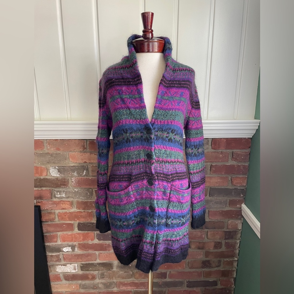 RALPH LAUREN Womens Mohair & Wool Cardigan Sweater w/Pockets, Shall Collar XS